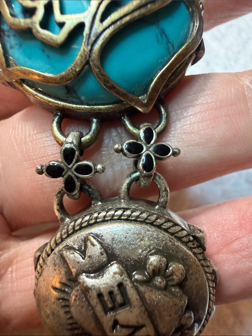 Lucky Brand Turquoise Rose Silver-Tone Toggle Bracelet - Picture 12 of 16